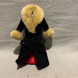 Barbie Collectibles Black Winter Fur Coat for Barbie doll